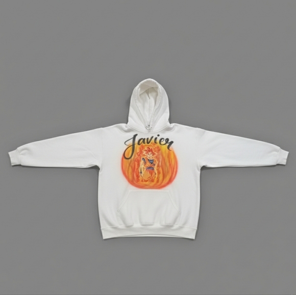 Jerzees White Hoodie with Black Accents - Picture 2 of 6